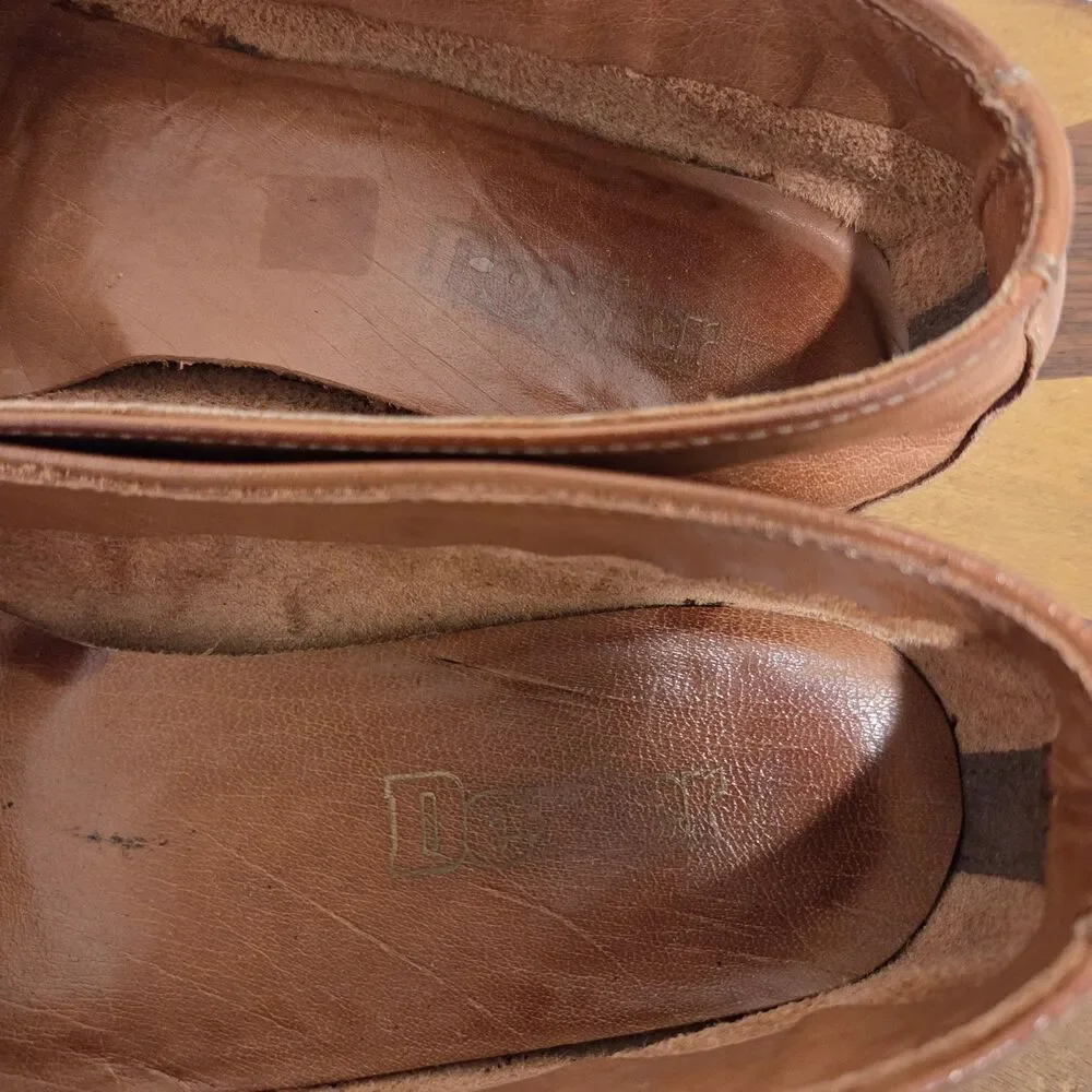 True Vintage Dexter USA Leather Loafers Moccasin US 7.5 Woven Brown 70s 80s Boho